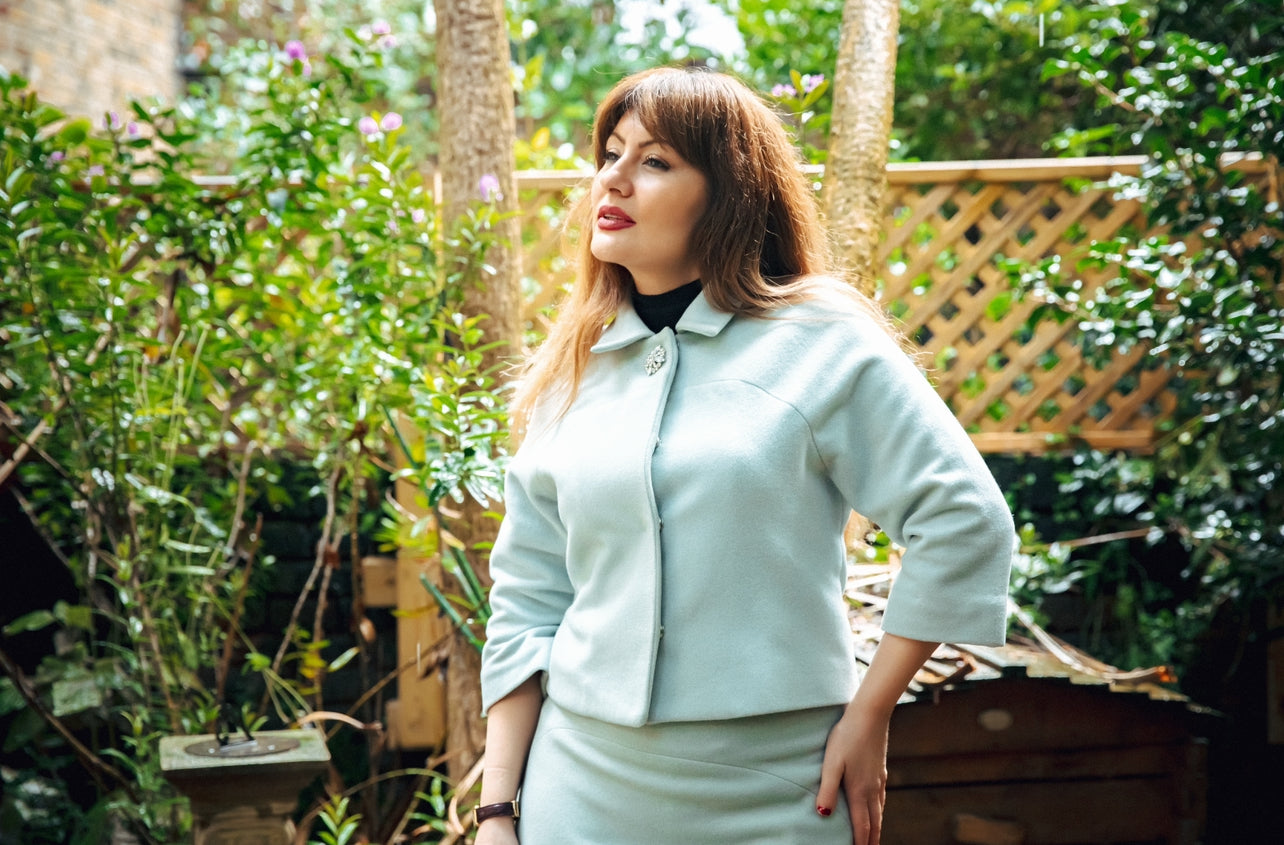 “Tiara“ Coat / “Arielle“ Skirt 100 % Wool Set In Aquamarine