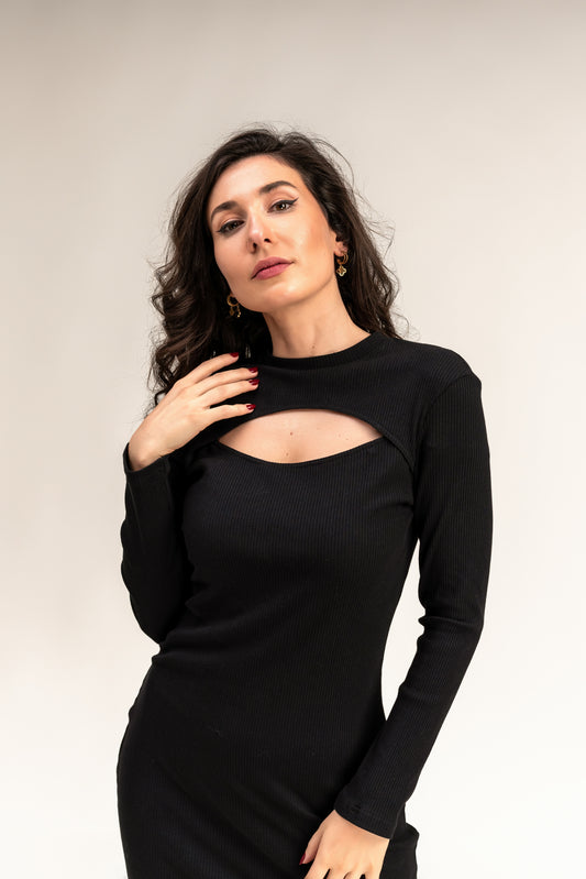 β Hollow Out β Sexy Dress in Rib Knit