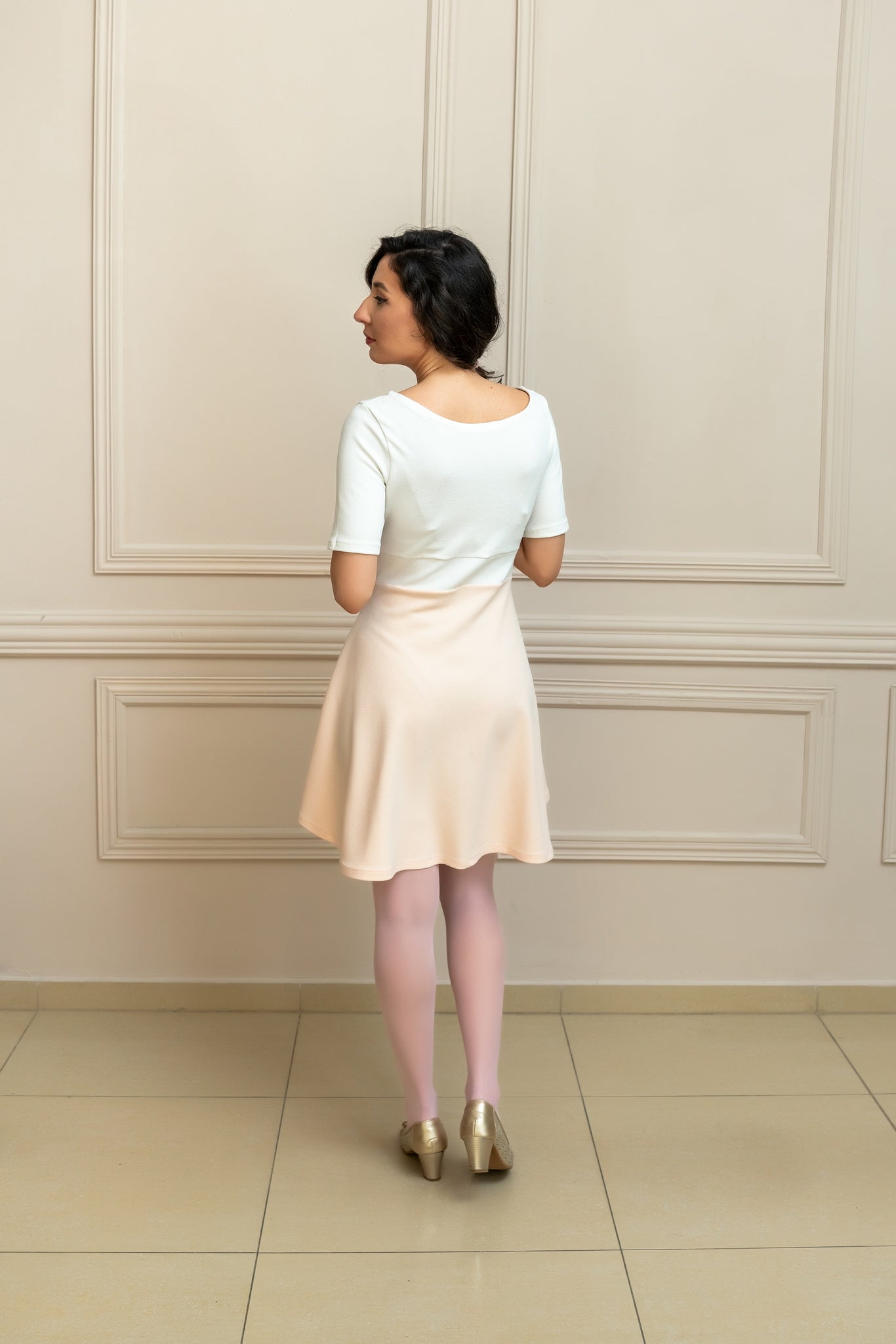 "Meli" Coquette Bow Dress In Ivory And Rose Pink