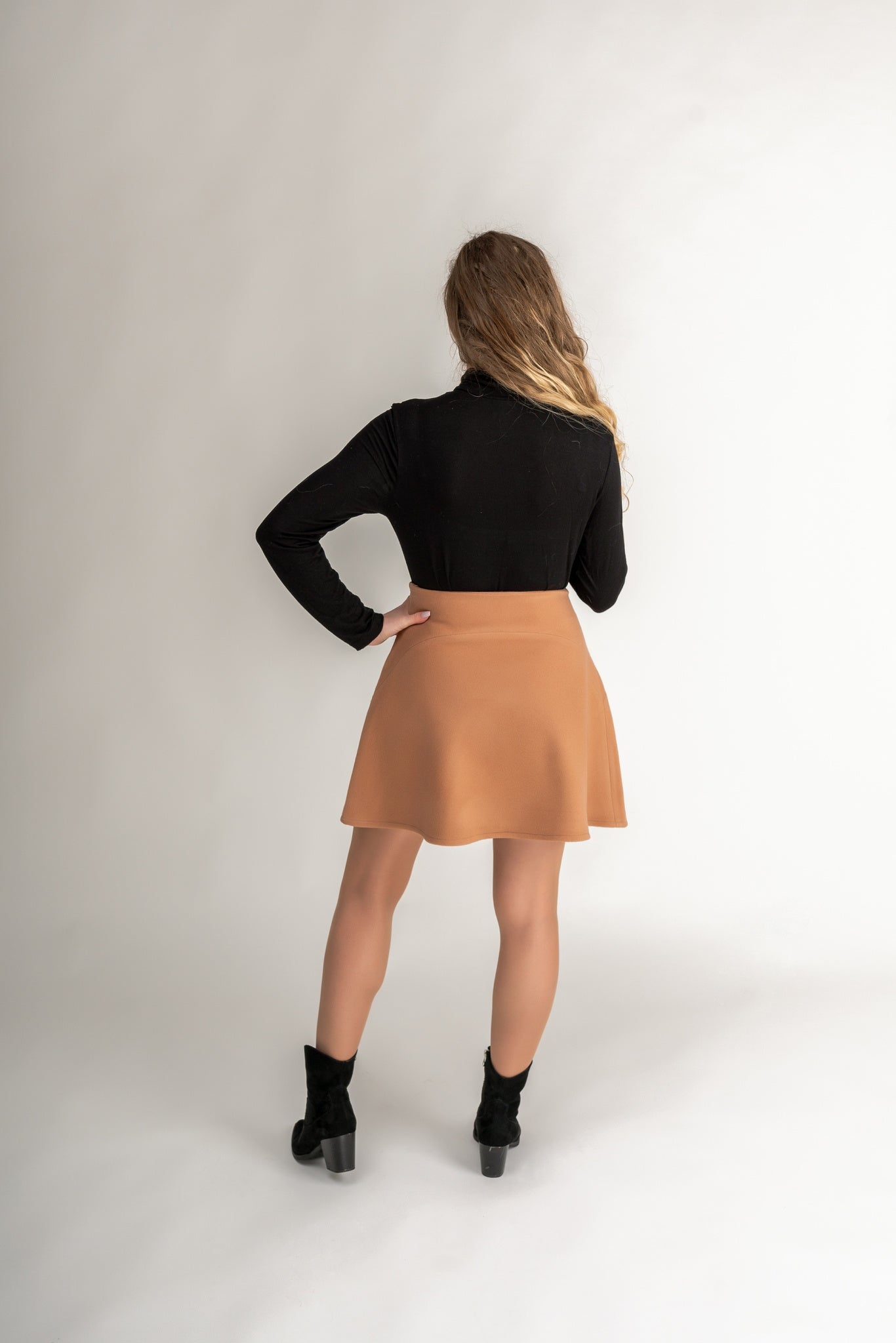 "Arielle" Flared Skirt In Peach Brown