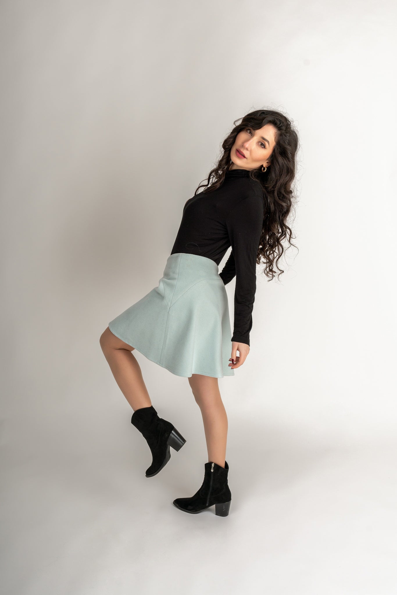 bubbana boutique - "Arielle" Flared Skirt In Mint