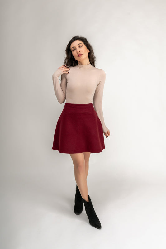 "Arielle" Flared Skirt In Burgundy