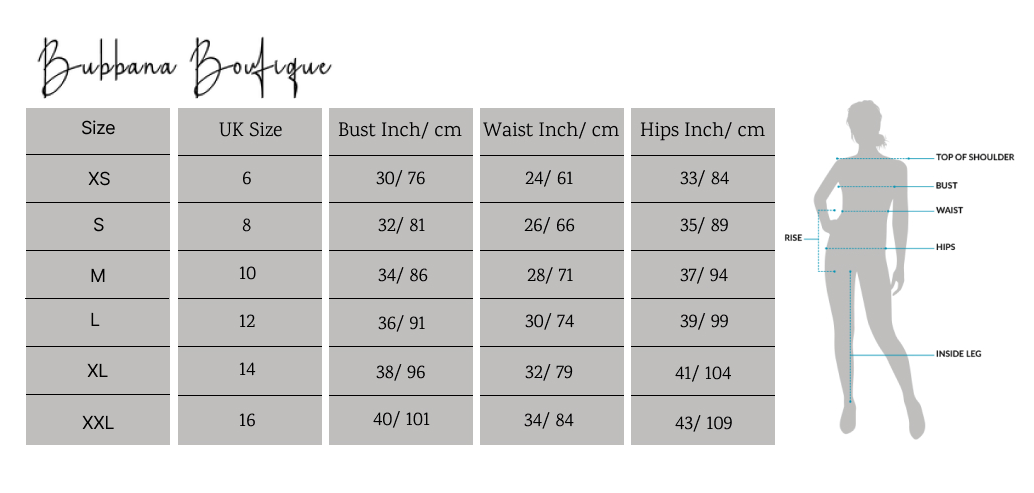 "Molyneux" Body Sculpting Leggings/ Pants Edition Trousers - sizes description table