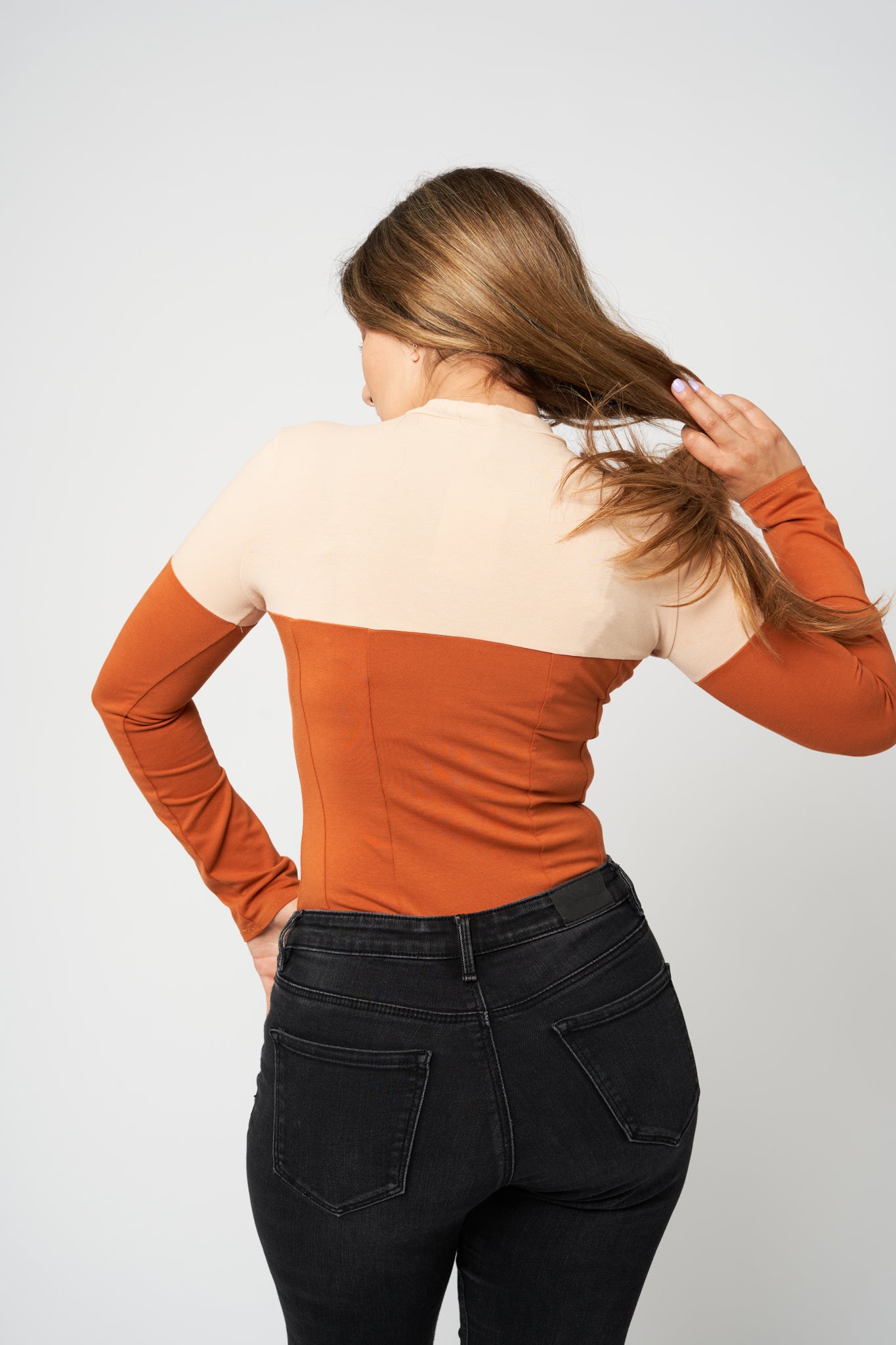 "Sloane" Bodysuit Crew Neck Corset Inspired Body Emerald Green Cups - back