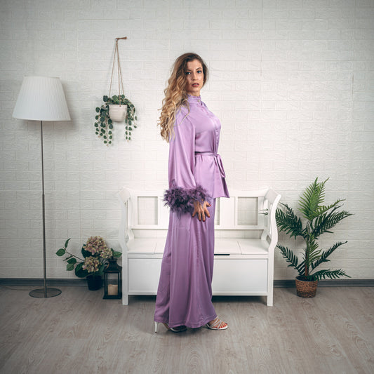 Products Sleek Leisure Costume in Very Tone Purple Satin - side