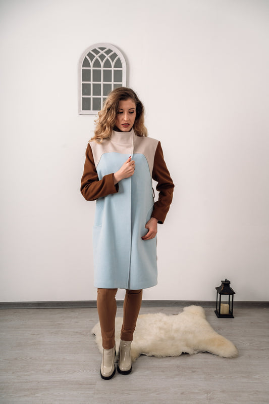 "Molyneux" Coat Wool Blend Arch Romantic Coat Patchwork - front