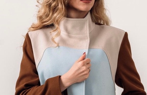 "Molyneux" Coat Wool Blend Arch Romantic Coat Patchwork - front / shoulders