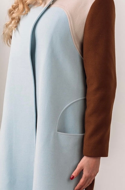 "Molyneux" Coat Wool Blend Arch Romantic Coat Patchwork - zoomed to the torso