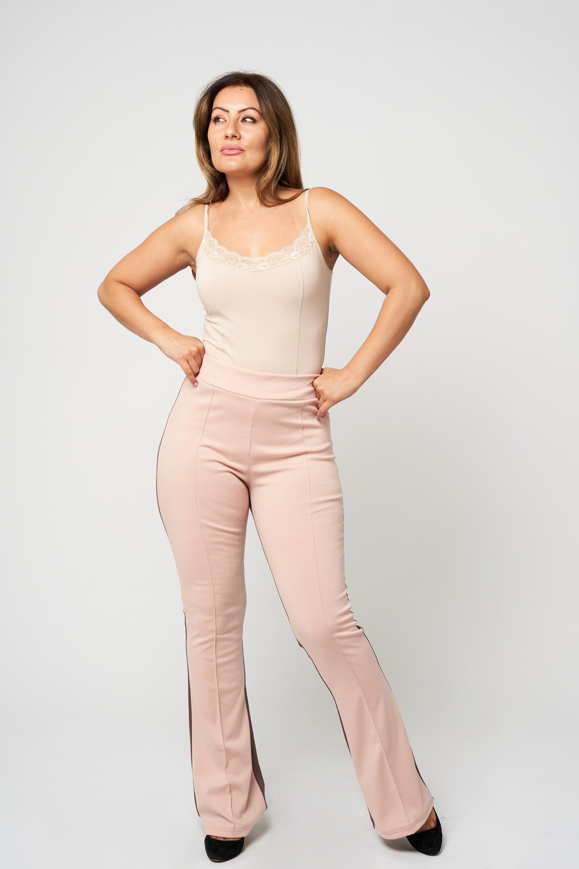 Punto Roma Viscose Pants Light Flare Fitted Pants Arty Structured Cosy Pants