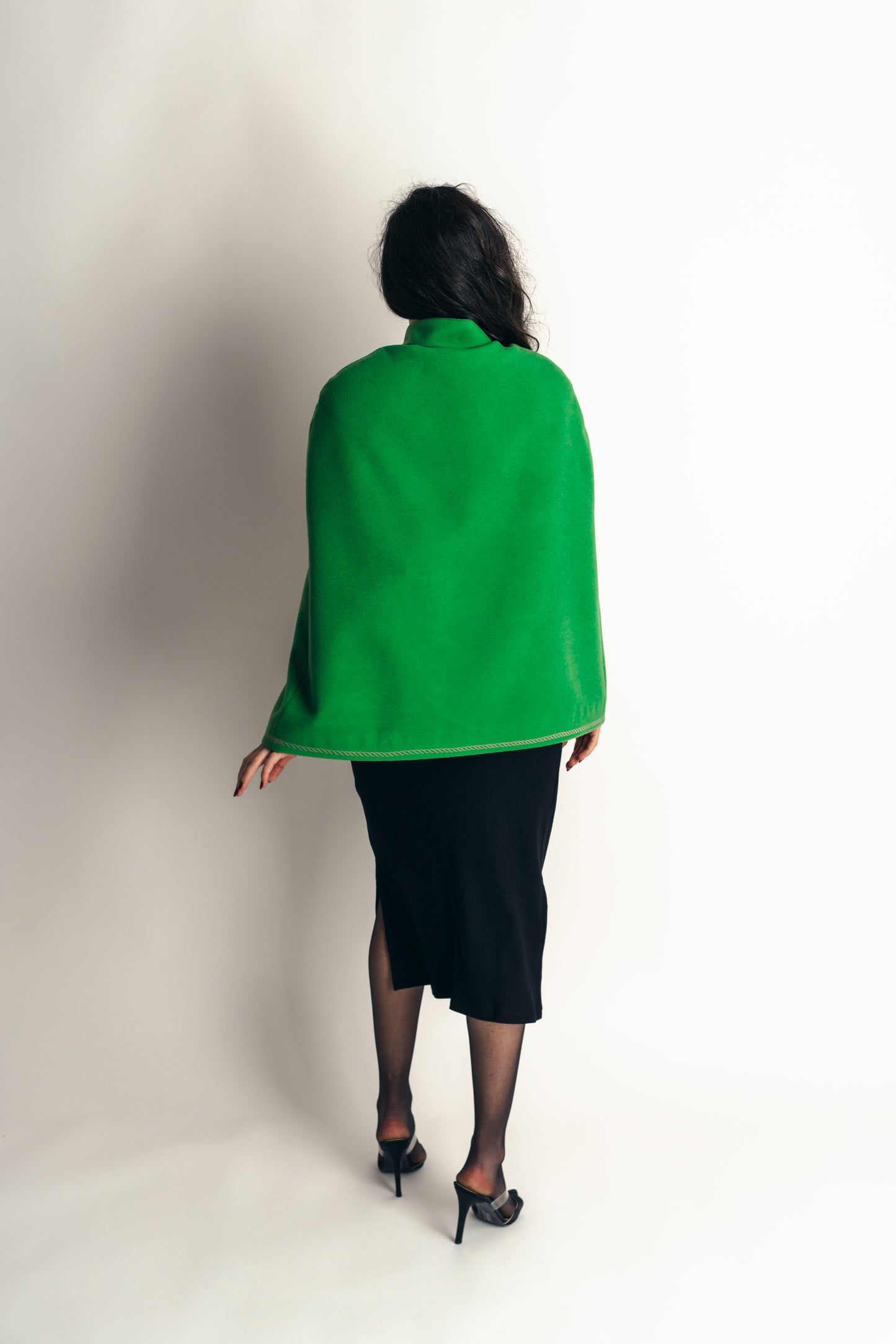 Cape Coat “ Sloane" Artistic Coat Golden Embroidery Design - back 2