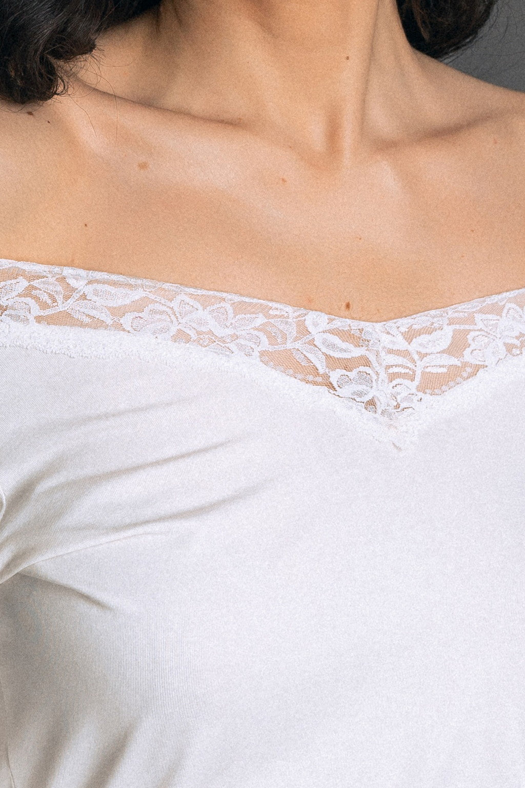 Feminine Lace Blouse V-Neck " Sensual Touch" In White Colour - front white zoomed