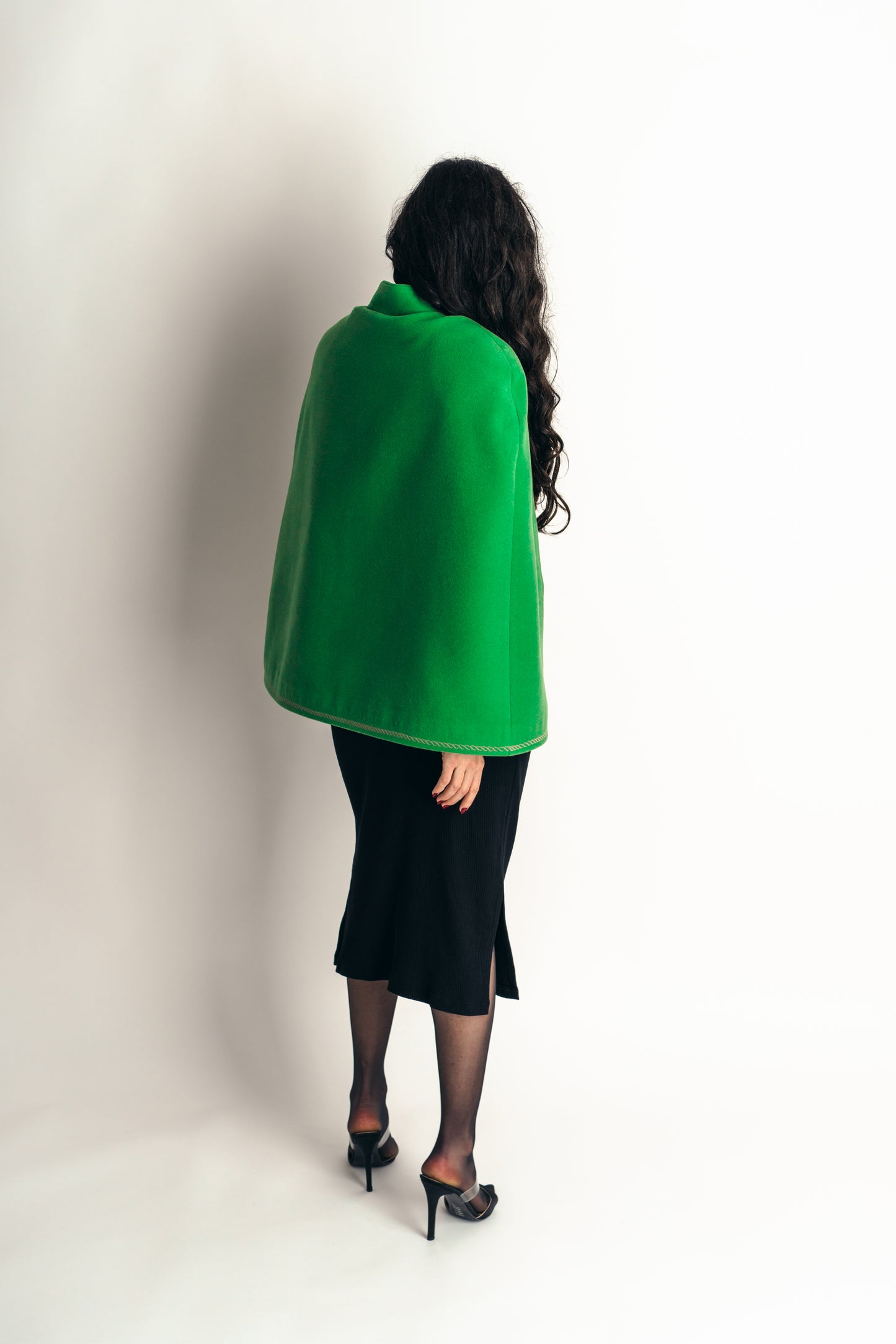 Cape Coat “ Sloane" Artistic Coat Golden Embroidery Design - back