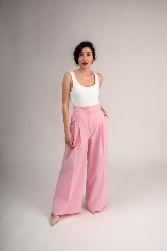 “ Harlow “ Linen Wide Leg Pants In Pink