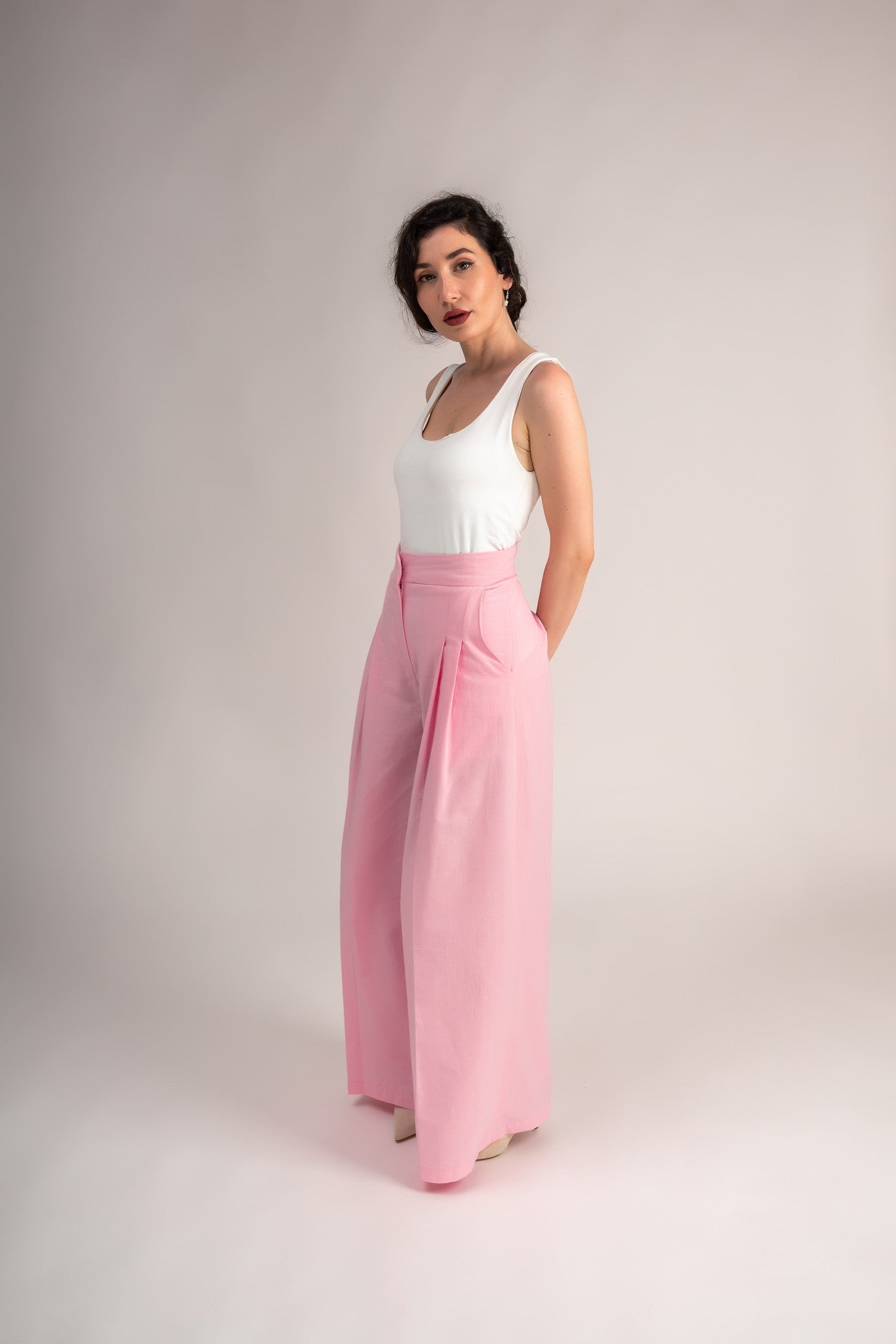 “ Harlow “ Linen Wide Leg Pants In Pink