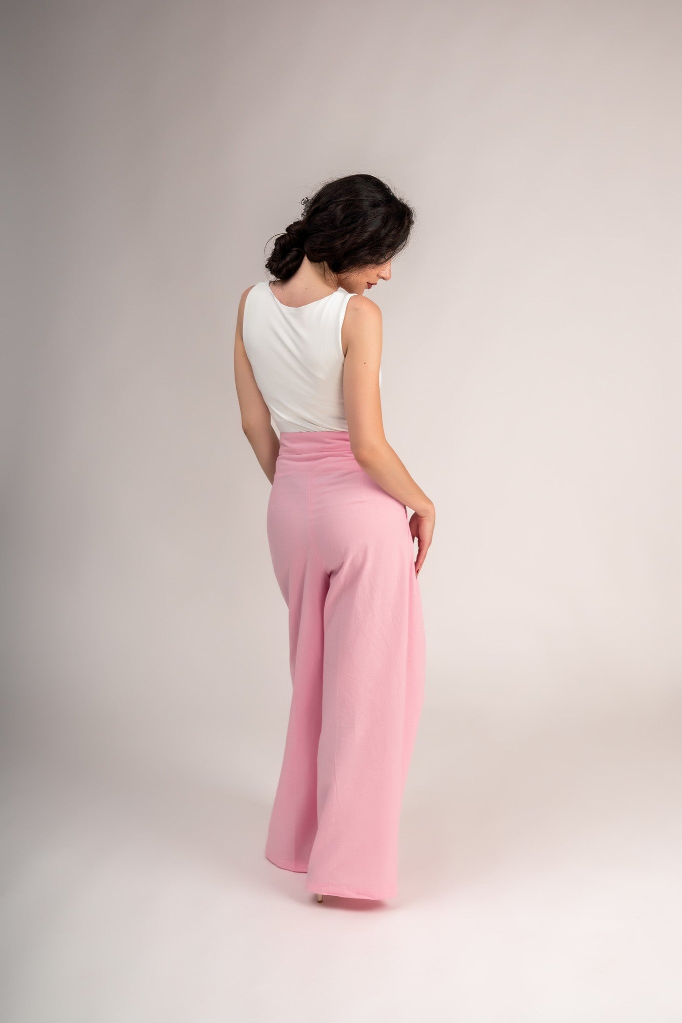 “ Harlow “ Linen Wide Leg Pants In Pink