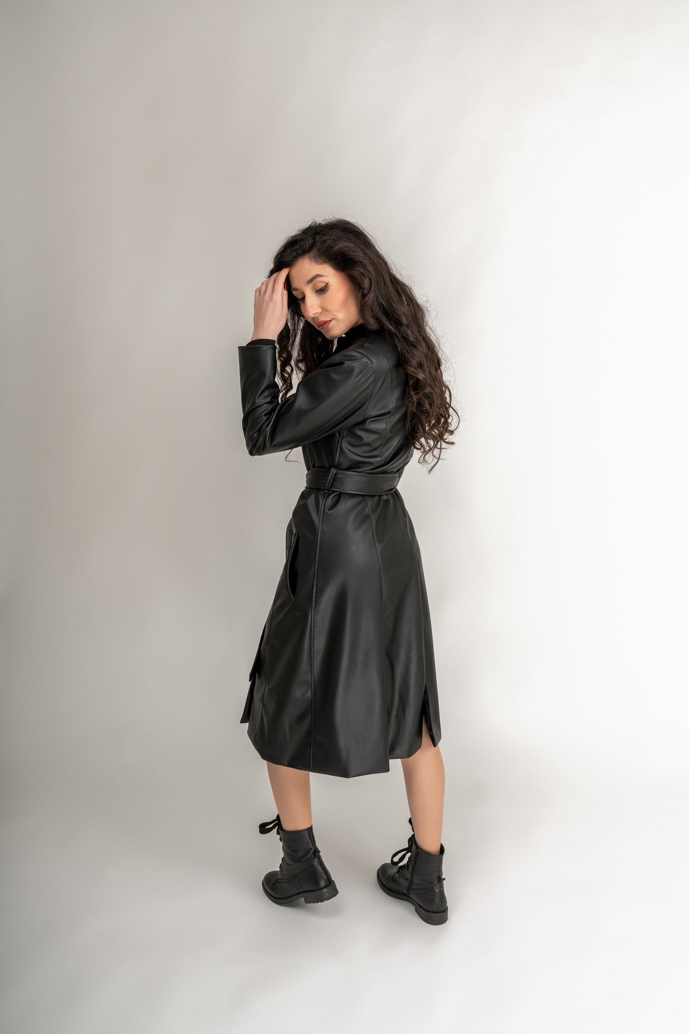 Trench-coat en similicuir "Chelsea" noir