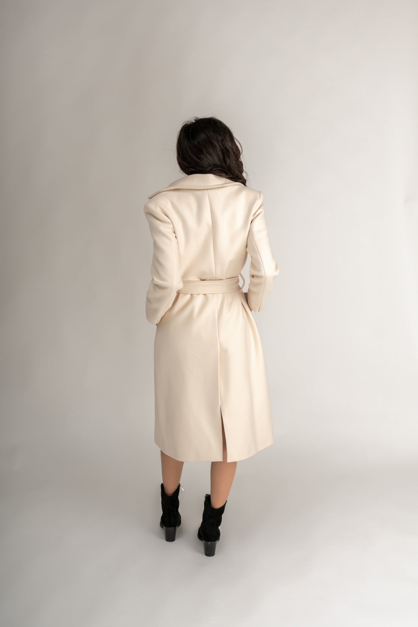 "Margot" Wool Long Coat In Ivory